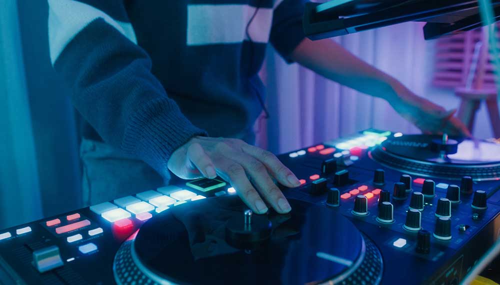 DJ playing turntable