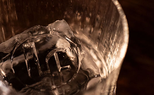 close up of ice in a glass